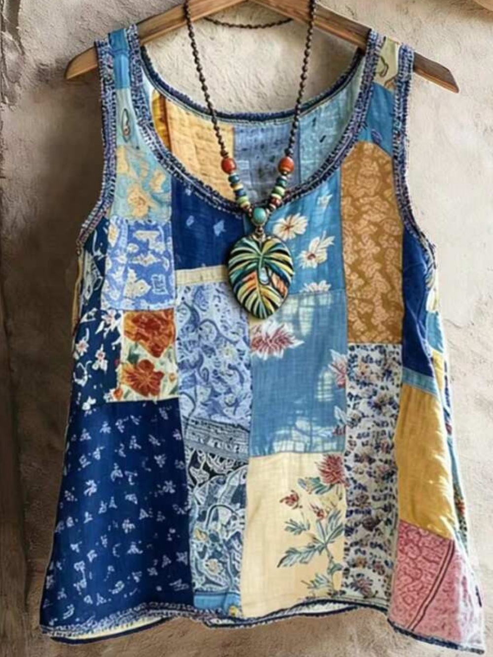 NEW Patchwork Tank Top in shades of blue